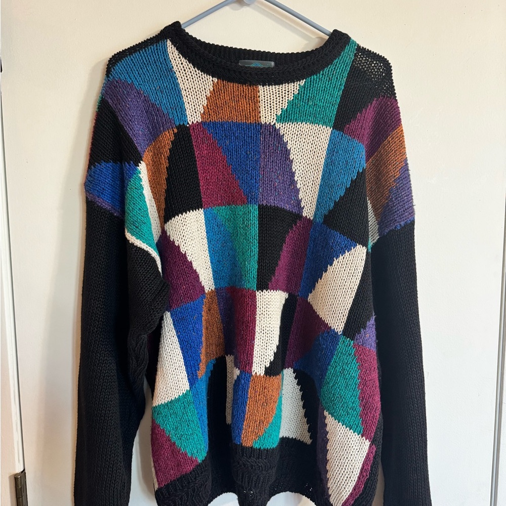 Vintage Etchings Patchwork Crew Neck Sweater - image 5